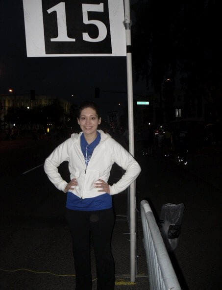 chillin before the race--you know, in my cotton yoga pants and race day shirt. How many rule could I break in one day?? LOL